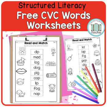 FREE Reading CVC Phonics Worksheets - Structured Literacy | TPT