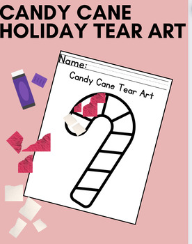 Preview of FREEBIE!! Candy Cane Tear Art- Fine Motor Skills, Craft, Decoration