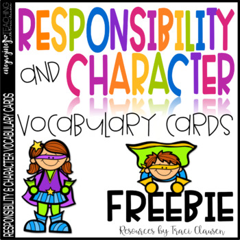 Preview of FREE Character & Responsibility Vocabulary Cards