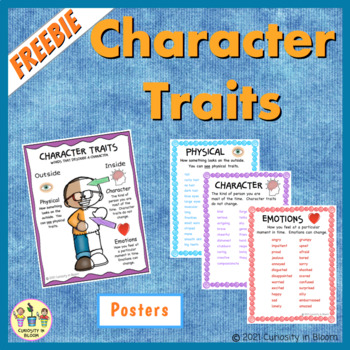 Preview of FREEBIE Character Traits Physical Emotions Posters
