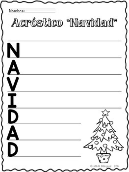 #JollyGoodFreebie FREEBIE Christmas Acrostic Poem {Spanish} by MM Bilingual