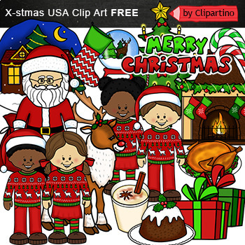 Preview of Christmas Free Clip Art commercial use/ Merry Christmas kids clipart freebies