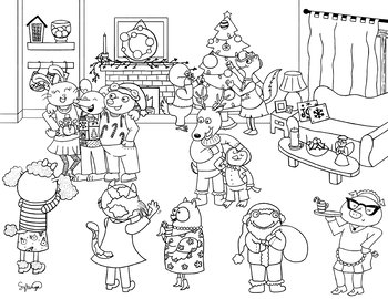 Preview of FREEBIE Christmas Party Coloring Sheet