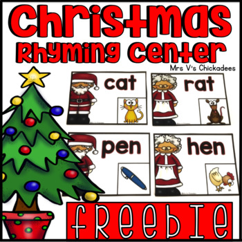 Preview of FREEBIE! Christmas Rhyming Hands On Center