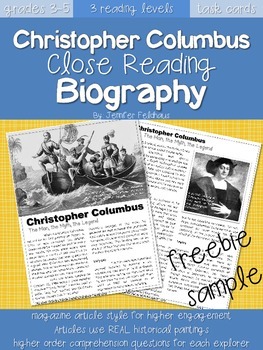 Preview of FREEBIE: Christopher Columbus Close Reading Biography