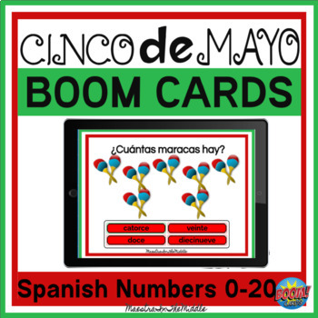 Preview of FREEBIE Cinco De Mayo Spanish Numbers BOOM Cards Practice | Digital Task Cards