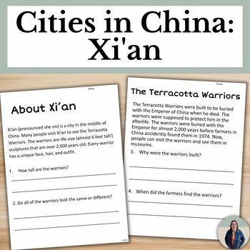Preview of Culture and Reading Comprehension Passage on Terracotta Warriors in Xian China