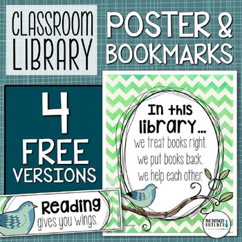 Preview of FREEBIE: Classroom Library Poster & Bookmarks