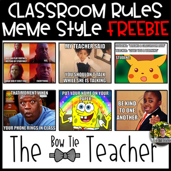 Preview of FREEBIE Classroom Rules Meme Style (6 Memes)