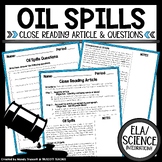 Oil Spills Close Reading Article & Question Set: Print and