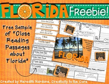 Preview of FREEBIE Close Reading Florida Sample