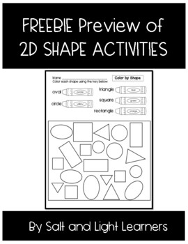 Preview of FREEBIE Color by 2D Shapes for Kindergarten Preview