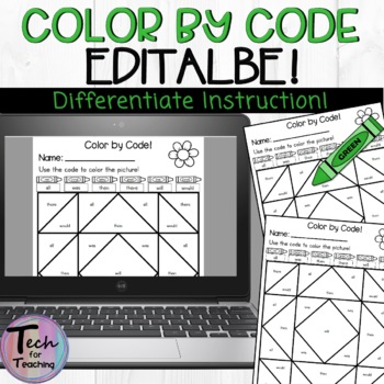 Preview of FREEBIE! Color by Code! Auto Fill PDF for Differentiated Instruction!