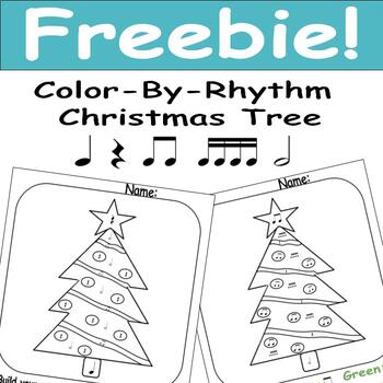 Preview of FREEBIE | Color-by-Rhythm Christmas Tree | Early Years Music