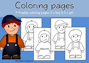 coloring pages of a boy and girl