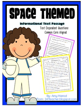 Preview of FREEBIE: Space Passage for Close Reading, Text Evidence, Assessment Common Core