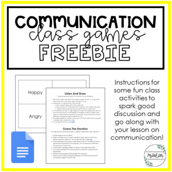 Preview of FREEBIE | Communication Class Games | Life Skills | Career Technical Education