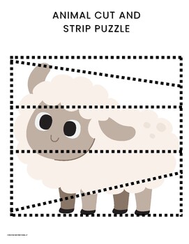 Preview of FREEBIE Copy and paste strip puzzle for visual perceptual skills: Animal themed