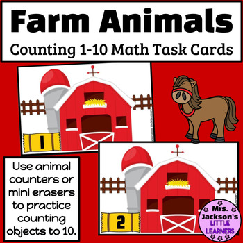 FREEBIE Counting Farm Animals 1-10 Task Cards by Mrs Jackson's Little  Learners