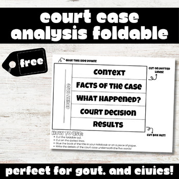 Preview of FREEBIE Court Case Foldable - Case Court Interactive Notebook Organizer