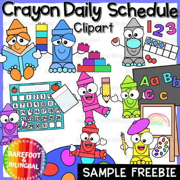 Preview of FREEBIE Crayons at School Clipart - Daily Schedule Clipart