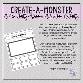 Preview of Create-A-Monster: A Creativity-Driven Adjective Activity-Distance Learning