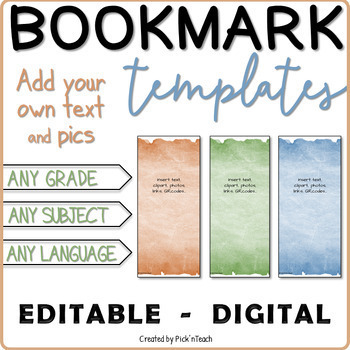 Preview of FREEBIE - Create your own BOOKMARKS - EDITABLE - color parchment
