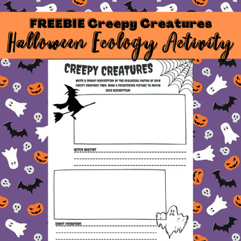 Preview of FREEBIE Creepy Creatures - Halloween Ecology Activity