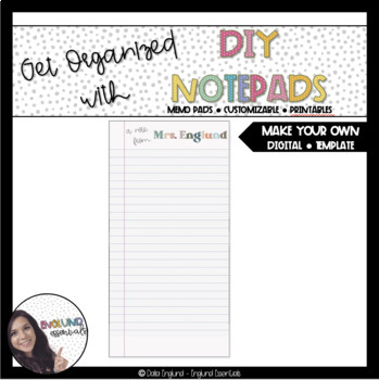 Preview of FREEBIE | DIY Teacher Notepad | Memopad | Printable Notes