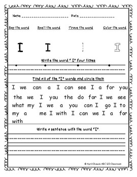 freebie dolch sight word worksheets sample by april chauvins abc123