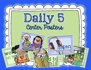 Preview of [FREEBIE] Daily 5 Center Posters - GREEN & BLUE