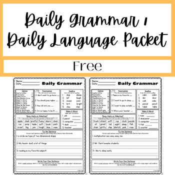 Preview of FREEBIE Daily Grammar / Daily Language Packet: Set 1
