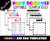 FREEBIE Daily Schedule Editable Templates | Color and B&W!