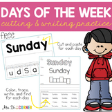 FREE Fine Motor Days of the Week Cut and Paste and Writing
