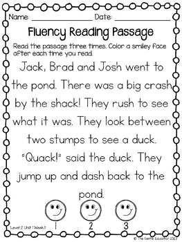 FREEBIE - Decodable Fluency Passages with Comp. Questions & Progress ...