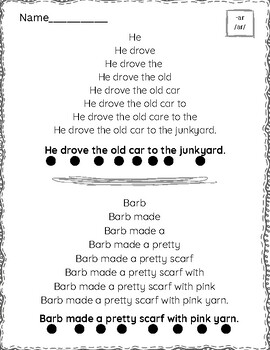 Preview of FREEBIE Decodable Fluency Pyramid- R-Controlled Vowel ar- SOR