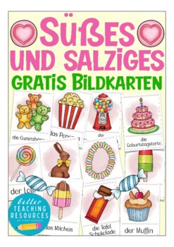 Preview of FREEBIE Deutsch Bildkarten (German flash cards) Essen / Süßigkeiten kostenlos