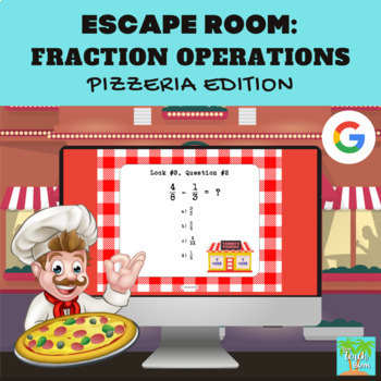 Preview of FREEBIE | Digital Escape Room | Fraction Operations - Pizzeria Edition