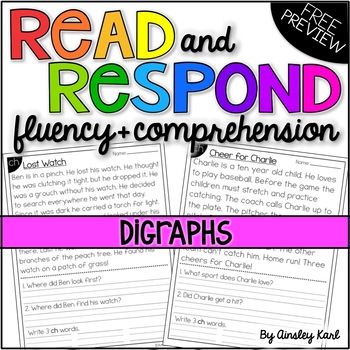 Preview of Reading Passages for Fluency and Comprehension - Digraphs - FREE PREVIEW!