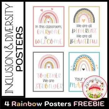 Preview of FREEBIE -Diversity & Inclusion Display Posters For The Classroom - Rainbow Theme