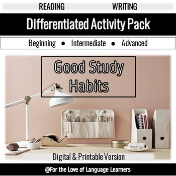 Preview of FREEBIE! ESOL Differentiated Reading & Writing Activity Pack: Good Study Habits