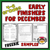 FREEBIE Early Finishers for December, Winter, ELA, Math, P