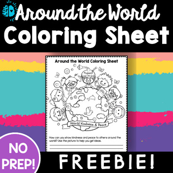Preview of FREEBIE Earth Day Coloring Sheet | Around the World Peace International Culture