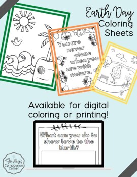 Preview of FREEBIE! Earth Day Coloring Sheets *DIGITAL or printed*