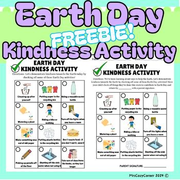 Preview of FREEBIE Earth Day Kindness Activity | "Scavenger Hunt" Checklist