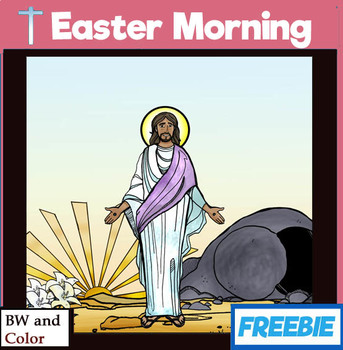 Preview of FREEBIE-Easter Morning Create-a-Scene Clip-Art! Christian BW and Color!