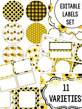 Preview of FREEBIE : Editable Labels Set : Busy Bee SET 2, Bees, tags, signs