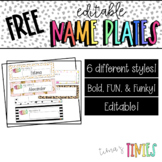 FREEBIE | Editable Name Plates/Desk Tags | Fun, Funky, Bri