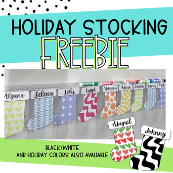 Preview of FREEBIE Editable Retro Pattern Student Stockings Decor