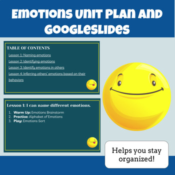 Preview of FREEBIE: Emotions Unit Lesson Plan and GoogleSlides